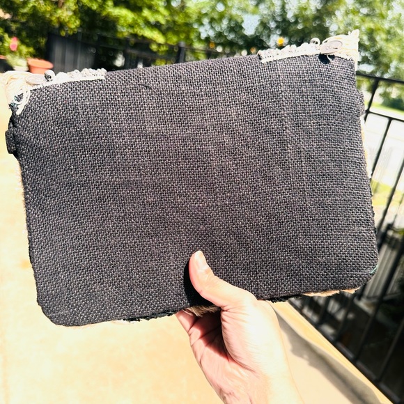 Bohemian Envelope Wristlets Banjara Clutch Black and Cream Color With tassels - Picture 5 of 5